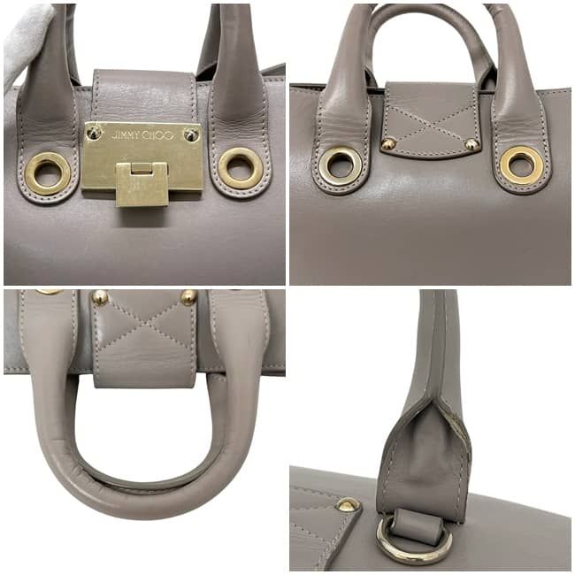 ジミーチュウ 2way バッグ ライリー S グレー ハンドバッグ レザー