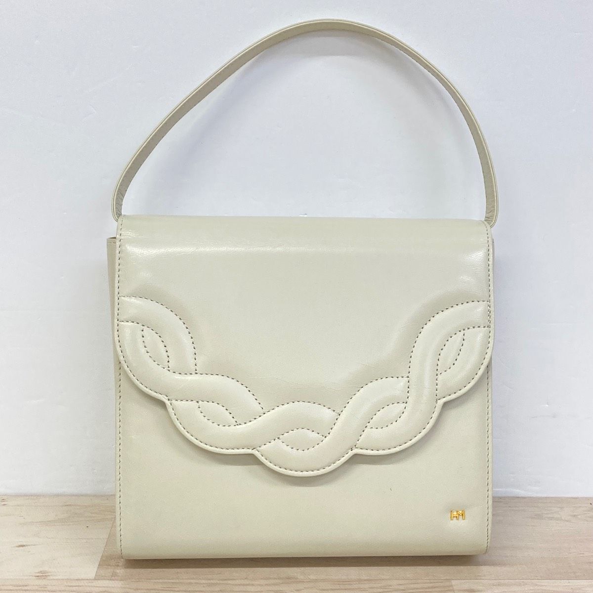 HANAE MORI【パーティバッグ】ハンドバッグ ♡アイボリー 美品 HANAE 