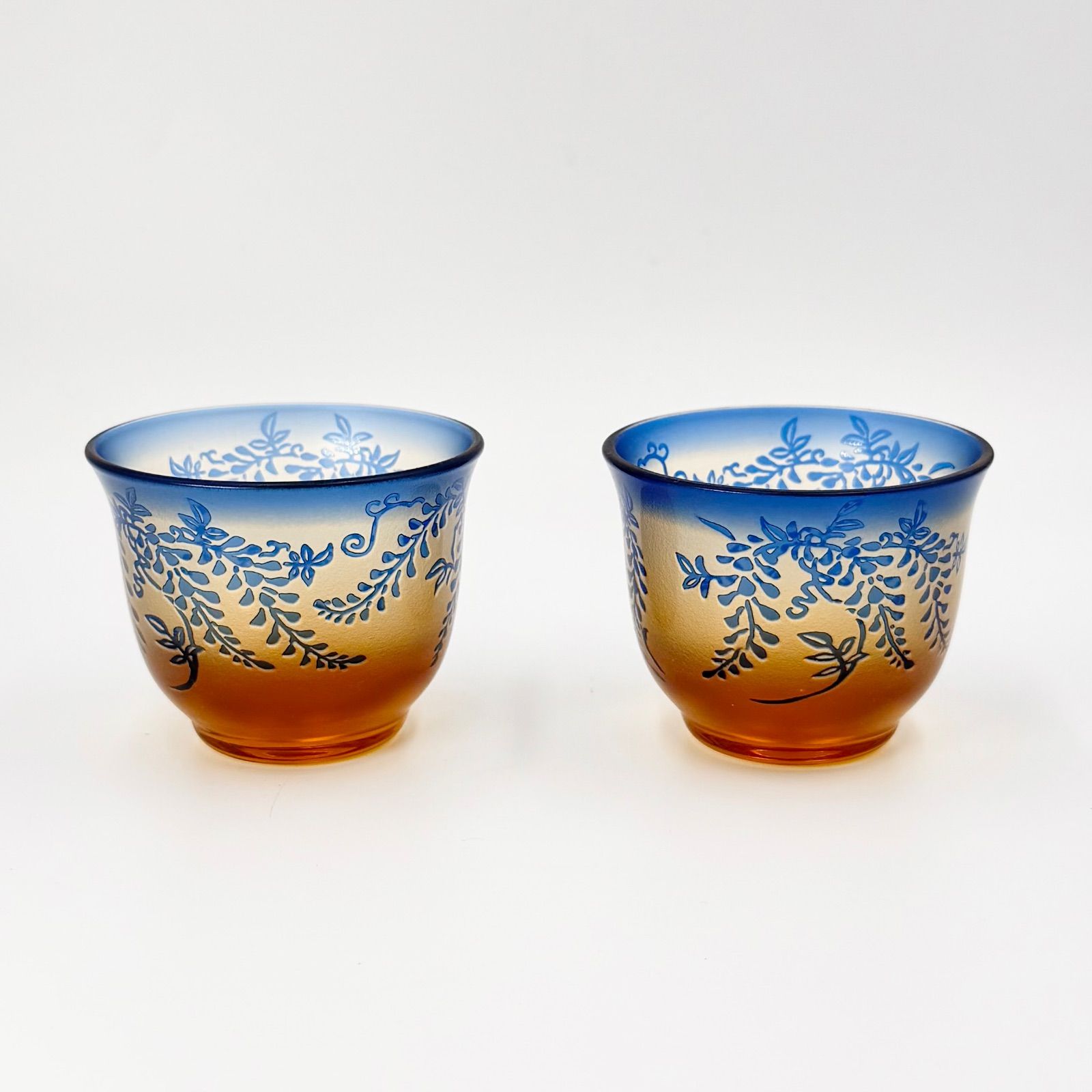 美品】江戸切子 ガラス 湯呑み ぐい呑み グラス 薩摩切子 6点セット 
