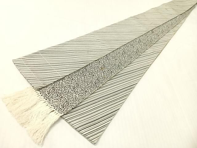 平和屋着物●男性　本場筑前博多織　両面　角帯　斜線文　正絹　逸品　CABH4570vp 平和屋着物○男性 本場筑前博多織 両面 角帯 斜線文 正絹 逸品