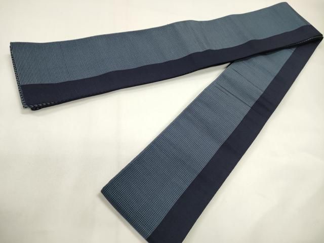 平和屋着物男性 本場筑前博多織 両面 角帯 市松文 正絹 逸品 未使用