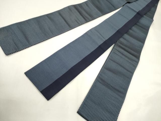 平和屋着物男性 本場筑前博多織 両面 角帯 市松文 正絹 逸品 未使用