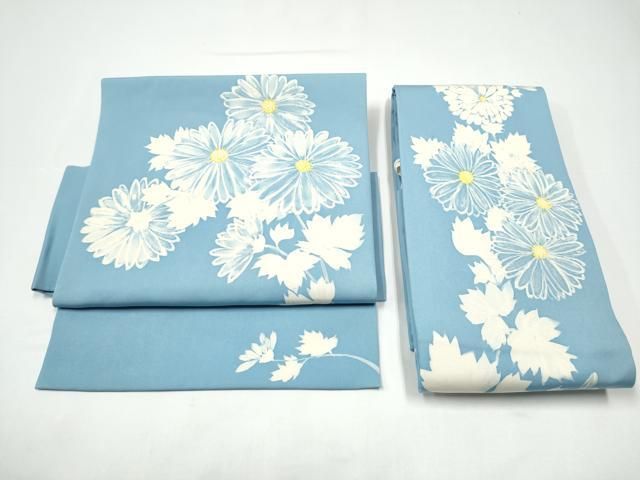 平和屋着物●塩瀬　つけ帯　ろうけつ染　菊　正絹　逸品　CABH5078hy