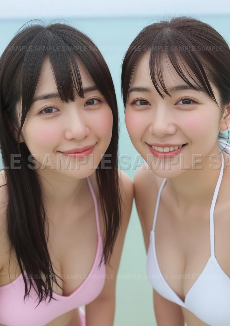 AIアート】【夏色エンジェル】美女2人組 水着 海辺 笑顔 フレッシュ