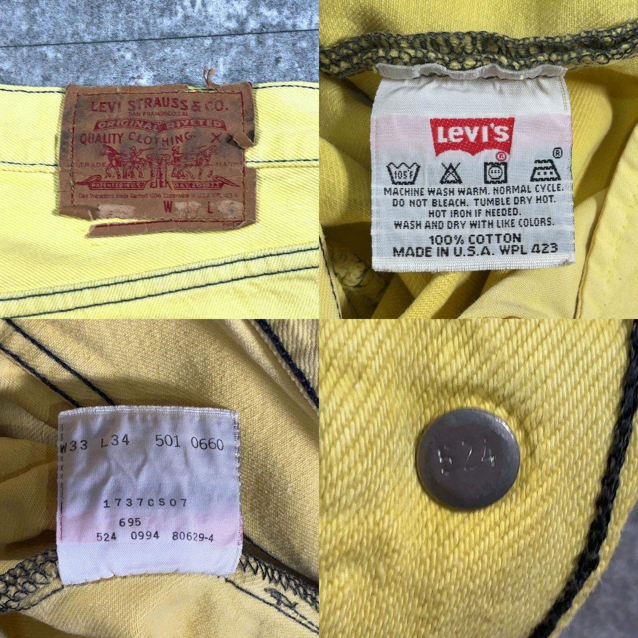 LEVI'S リーバイス 90's デニムパンツ 501 カラーパンツ イエロー