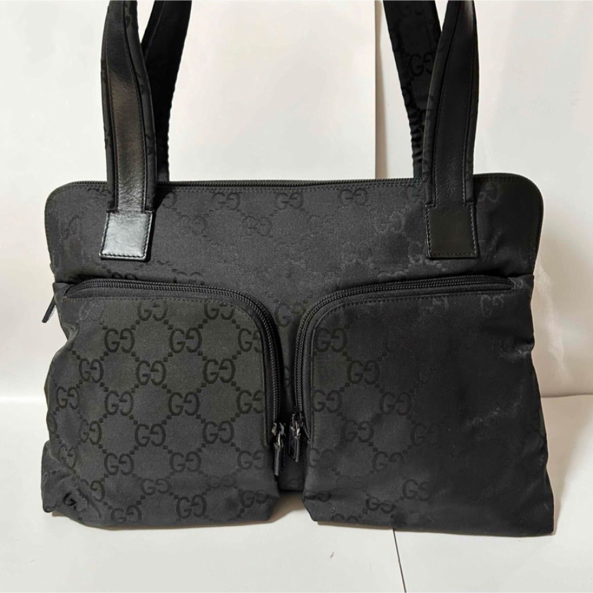 GUCCI グッチ GGナイロン レザー 001 3705 002113 ハンドバッグ トート