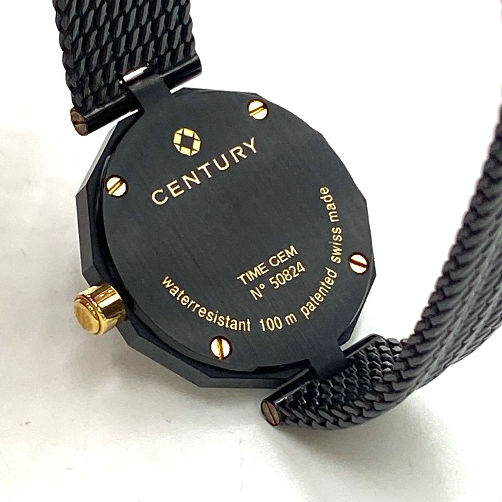 【電池交換済】CENTURY センチュリー TIME GEM 腕時計 黒/金 電池交換済み】CENTURY TIMEGEMS センチュリー タイムジェム 腕時計