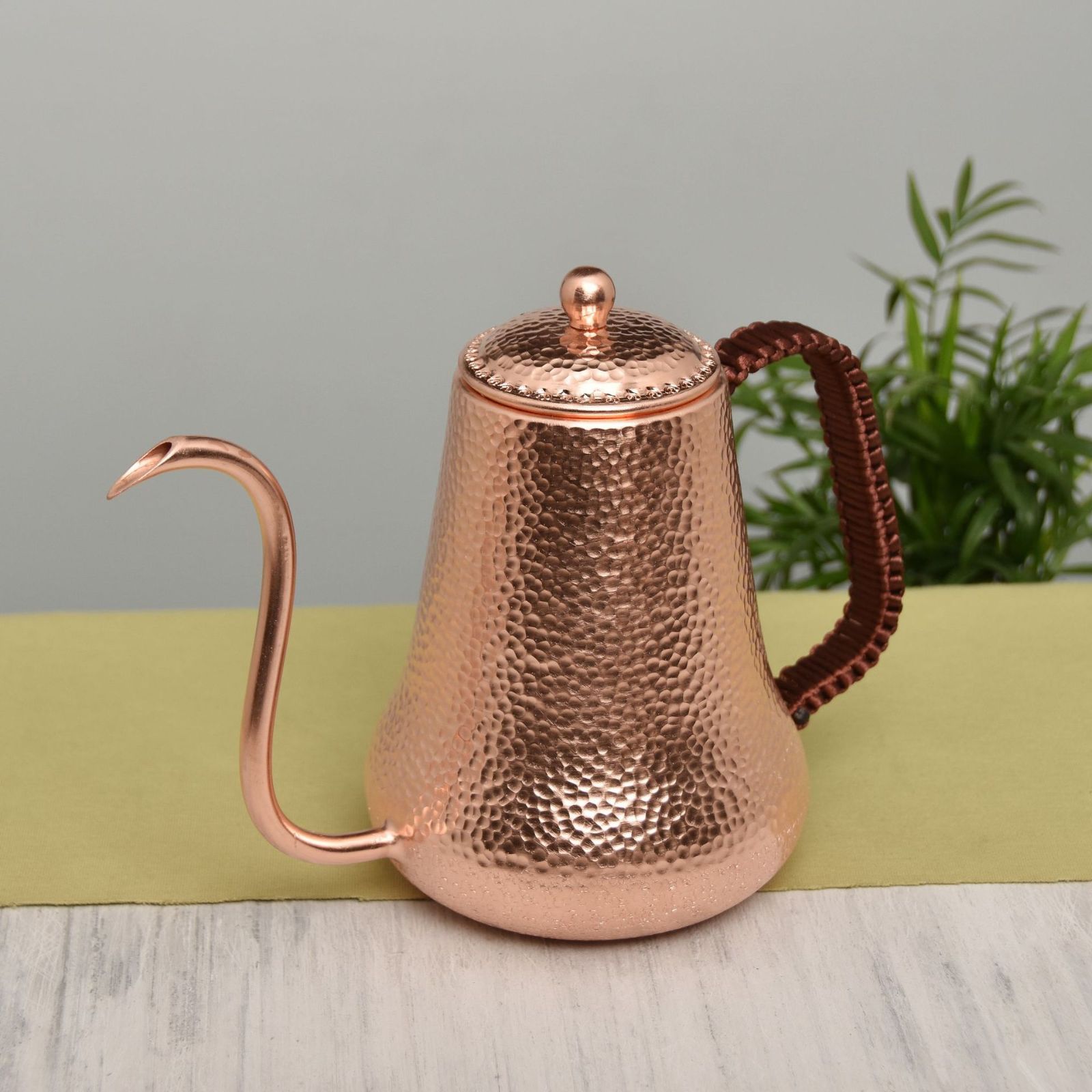 ☆純銅 大容量コーヒーポット制コーヒー器具銅イメージ紫銅ハンマー紋コーヒーポット細口ポットコーヒーポット900ML