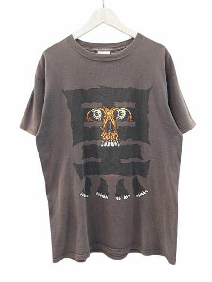 ヴィンテージ VINTAGE 90s パスヘッド PUSHEAD 黒シリーズ Tシャツ L フェード チャコール系