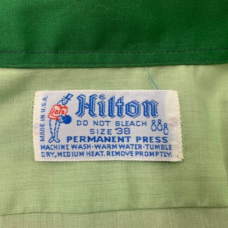 Hilton ボウリングシャツTexas MADE IN USA 70s〜80s 80s Hilton ヒルトン ビンテージボーリングシャツ USA製 茶 S 70~80