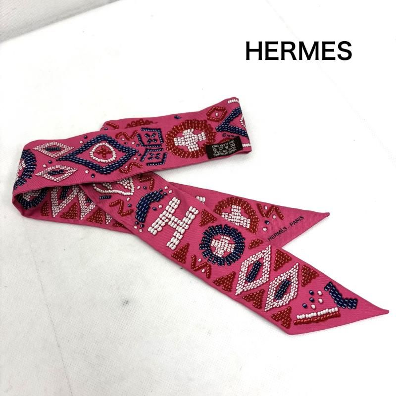 エルメス ツイリー ミッツァ スカーフ KELLY EN PERLES ケリーアンペルル シルク ピンク レディース - ISItems【USED】【古着】【中古】50162750