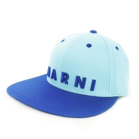 マルニ MARNI 帽子 キャップ 野球帽 BBキャップ 平つば ロゴ刺繍 バイカラー 男の子 2 M 青 ブルー M01087 タグ付き /BB ■GY19 ▲H