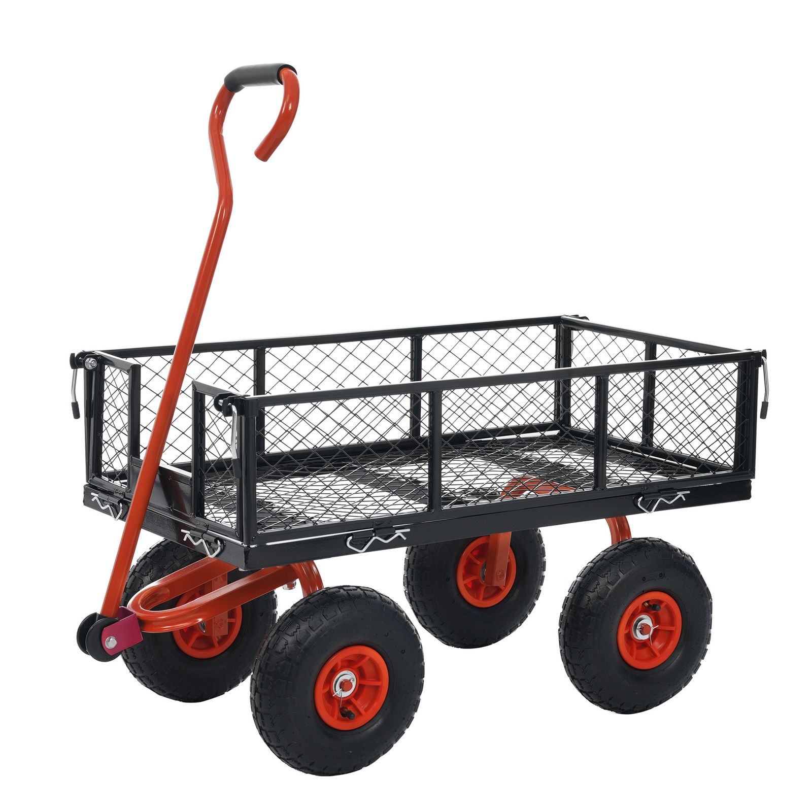 ガーデンカート メッシュ台車 フェンス脱着式 耐荷重180kg エアタイヤ (レッド)【Red・レッド】