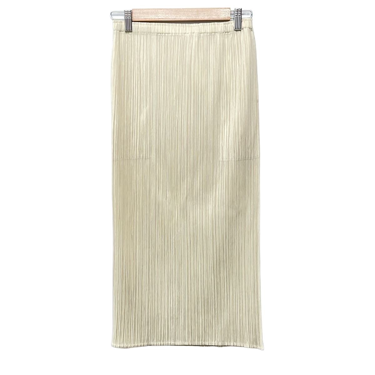美品PLEATS PLEASE プリーツロングスカート アイボリー系大幅に値下げ PLEATS PLEASE(プリーツプリーズ) ロングスカート サイズ3 L
