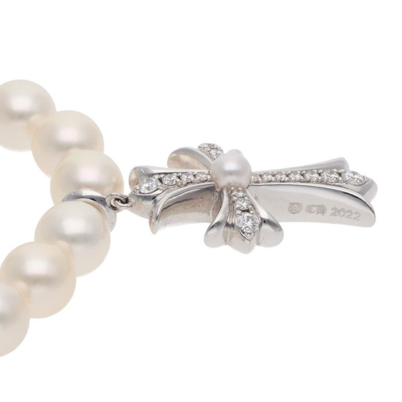 クロムハーツ  NECKLACE PEARL TINY CH CRS P/DIA PAVEダイヤ/パールネックレス メンズ 16inch クロムハーツ NECKLACE PEARL TINY CH CRS P/DIA PAVEダイヤ/パール
