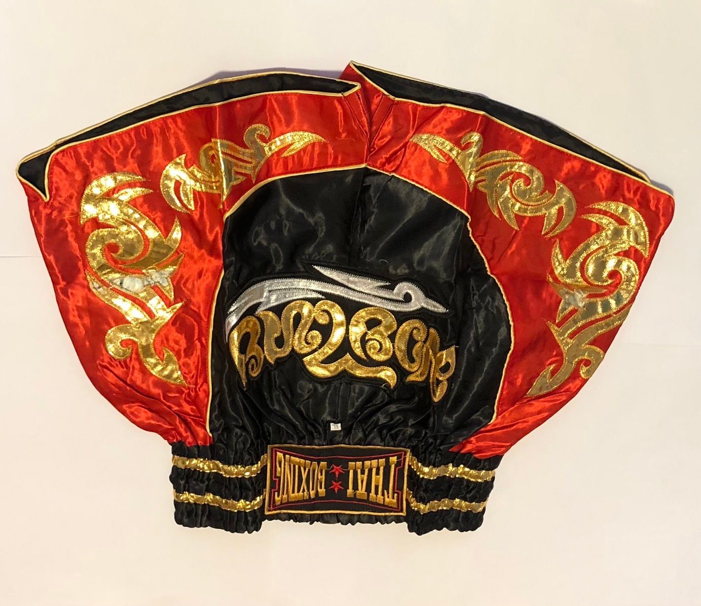 THAI BOXING ムエタイパンツ 赤 黒 ゴールド XL キックボクシング