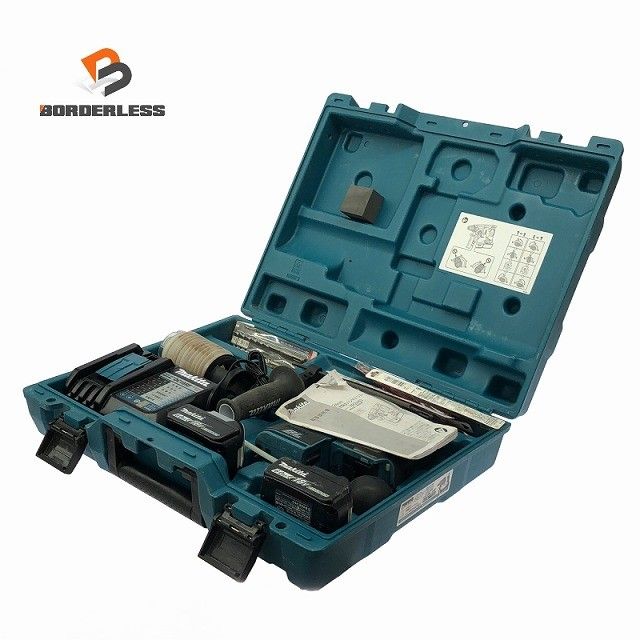 ☆中古品☆makita マキタ 18V 充電式ハンマドリル HR244DRGX 青 バッテリ2個(6.0Ah) 充電器 ケース付 コードレス ハンマードリル130990