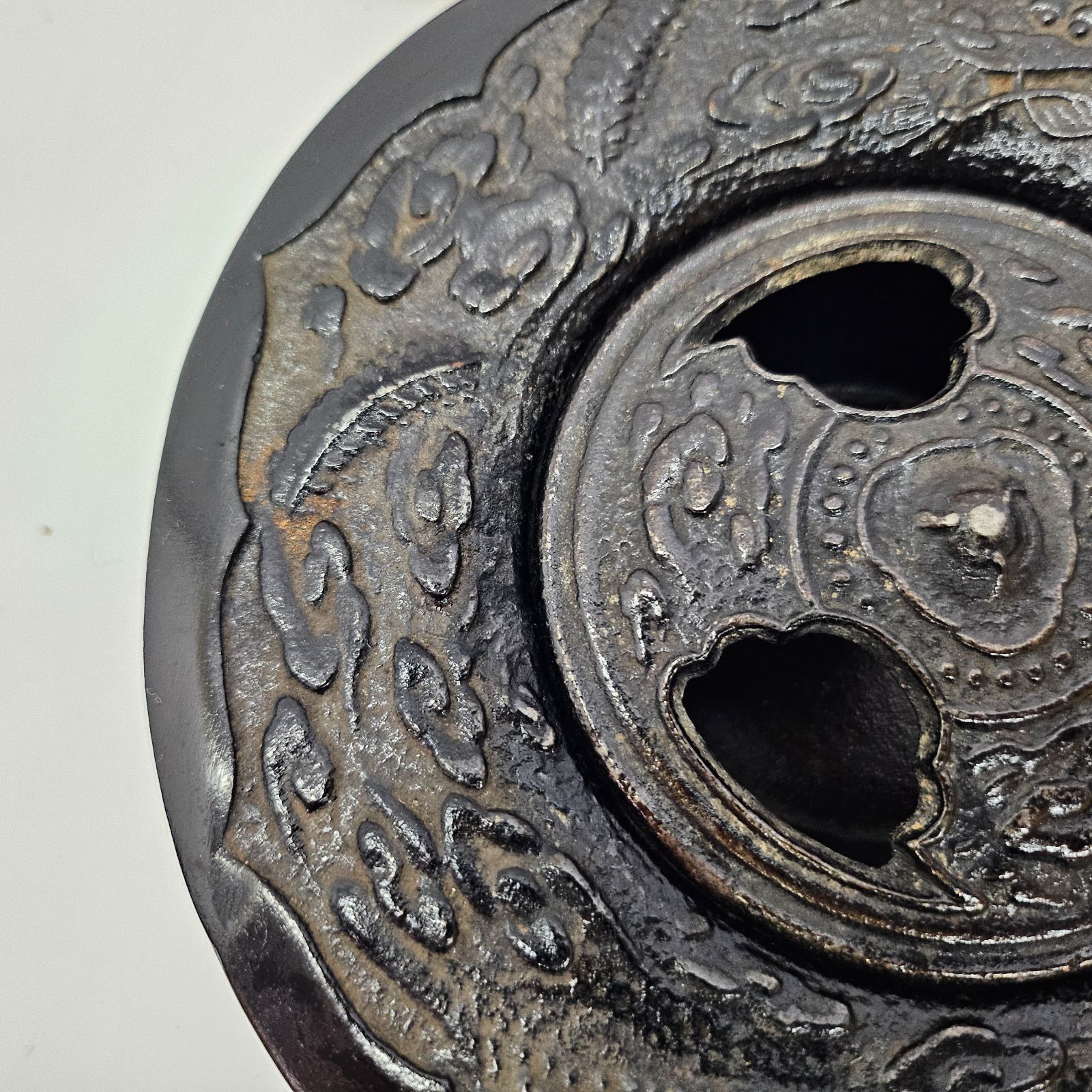 レトロ 南部鉄器 岩鋳 蓋付き 灰皿 竜文 紙箱 百貨店しおり付き 伝統