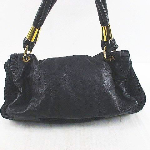 ◆美品◆Dolce & Gabbana◆フリルブラックレザーショルダークラッチ◆ ドルチェ&ガッバーナ ドルガバ DOLCE&GABBANA ワンショルダーバッグ