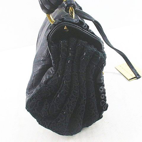 ◆美品◆Dolce & Gabbana◆フリルブラックレザーショルダークラッチ◆ ドルチェ&ガッバーナ ドルガバ DOLCE&GABBANA ワンショルダーバッグ