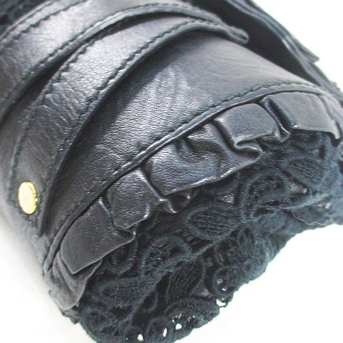 ◆美品◆Dolce & Gabbana◆フリルブラックレザーショルダークラッチ◆ ドルチェ&ガッバーナ ドルガバ DOLCE&GABBANA ワンショルダーバッグ