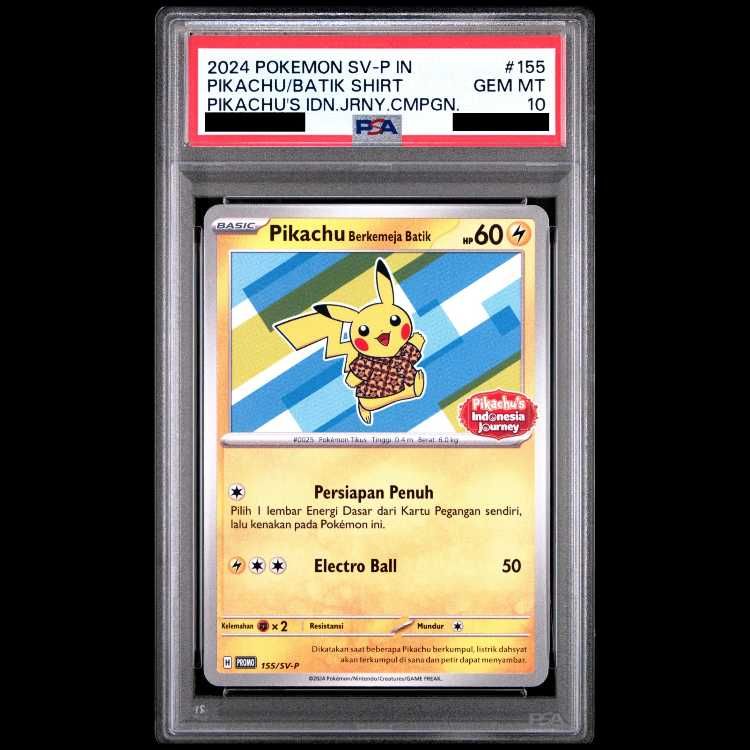 2024 ピカチュウ バティックシャツ psa10インドネシア PSA10】バティックシャツのピカチュウ 《インドネシア語/ヒトデマン柄