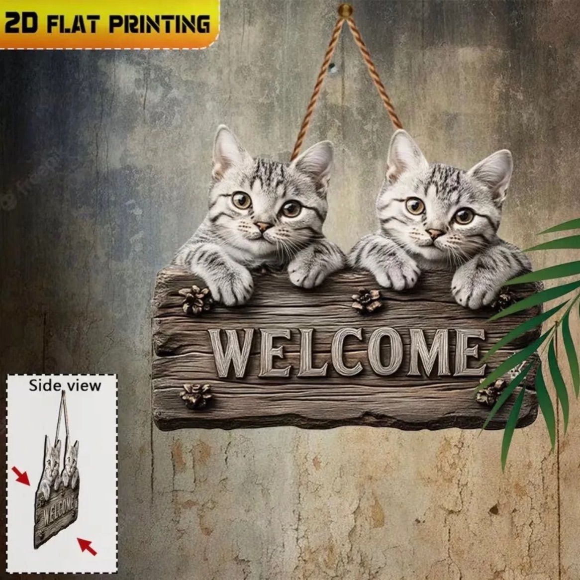 新品 アメリカンショートヘア 木製ウェルカムボード 猫 壁掛け WELCOME