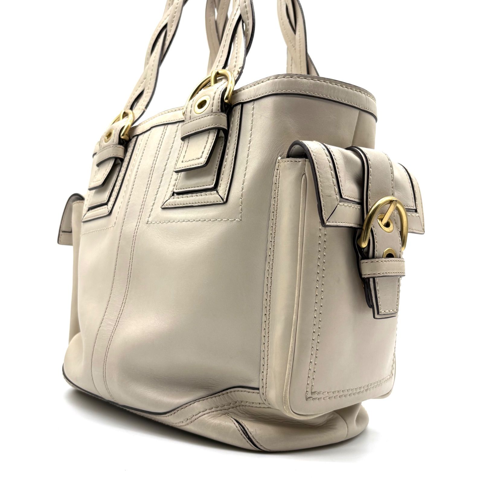 美品✨】COACH y2k Soho Mia Leather Braided Ivory Tote Bag 10049 