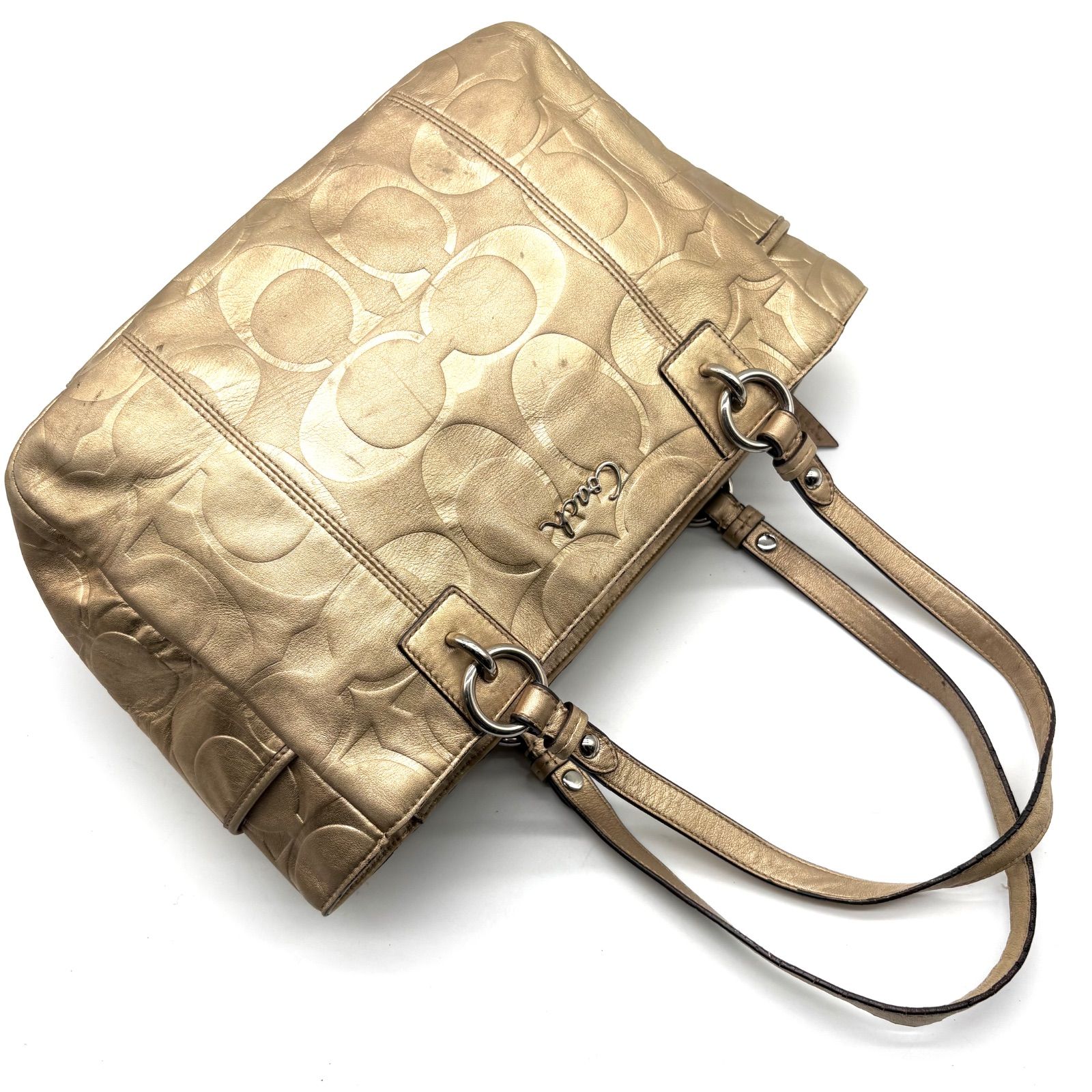 COACH Y2K Gallery Embossed Metallic Signature Tote Bag F17727 