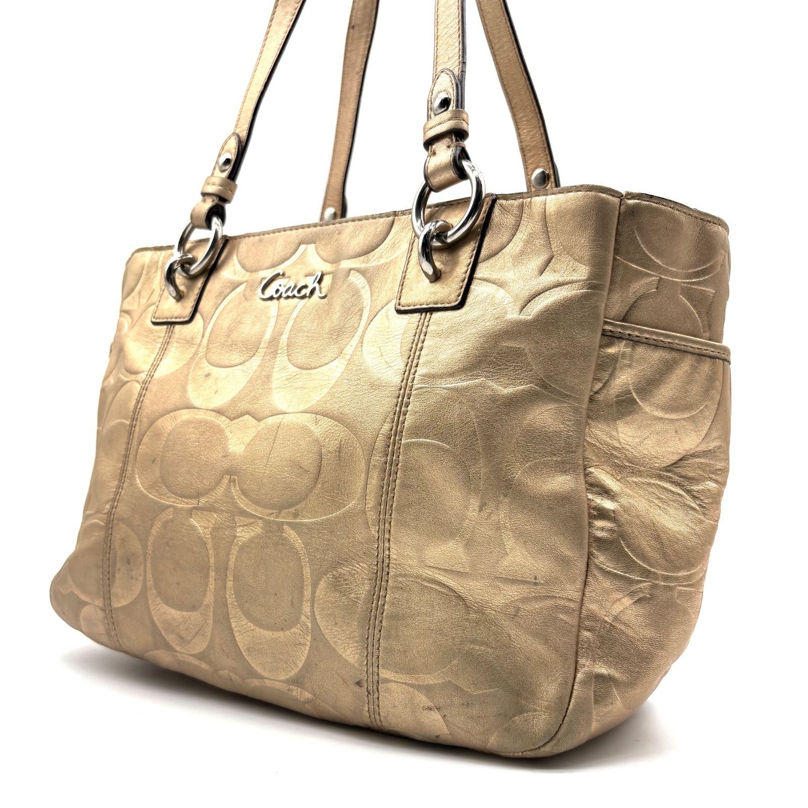 COACH Y2K Gallery Embossed Metallic Signature Tote Bag F17727 