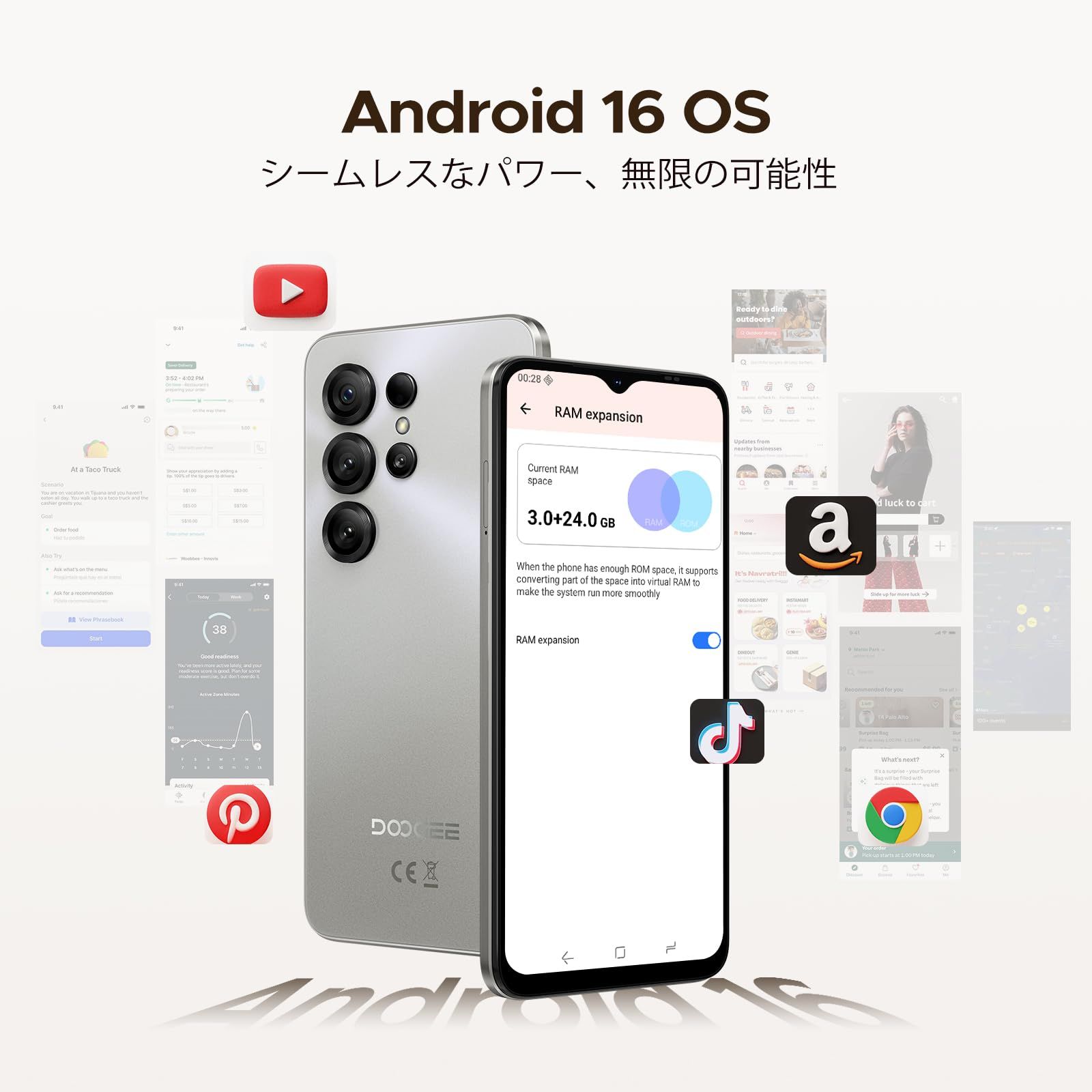 Android16 4G LET スマホ 初登場】Note56X Android 16 スマホ、24GB+