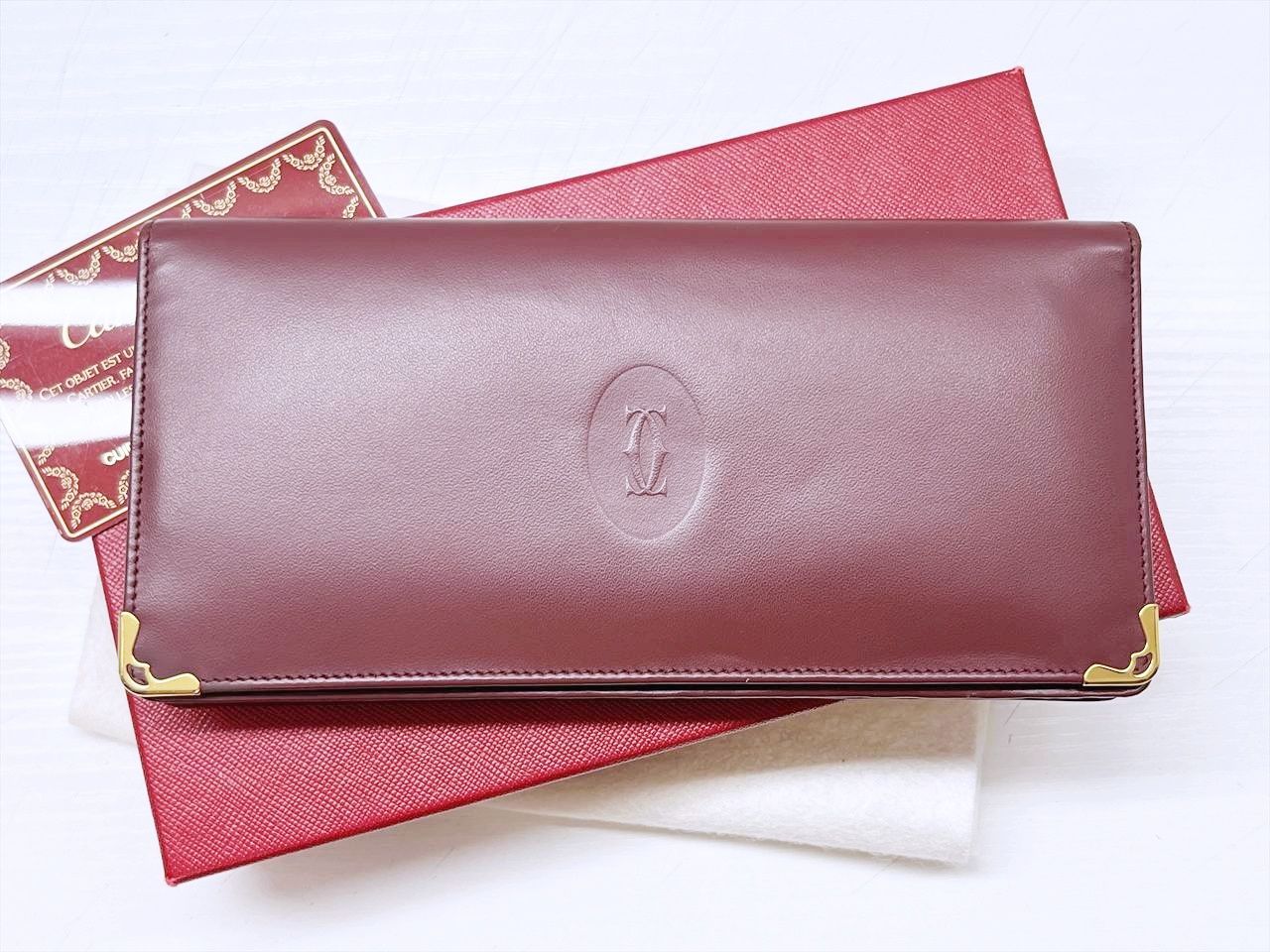 メンズ Cartier カルティエ 長財布 マストライン ボルドー レザー