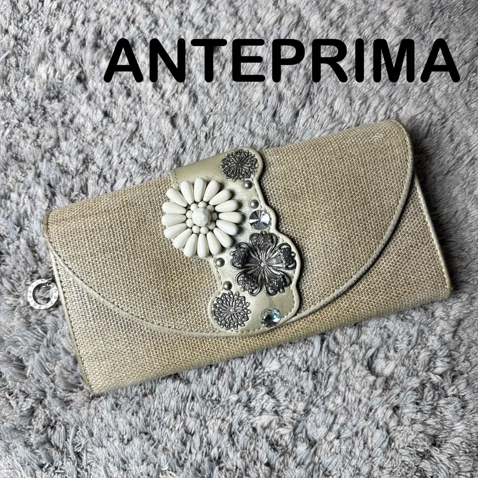未使用ANTEPRIMAアンテプリマ レザーL字ジップ長財布 花柄 ひまわり 