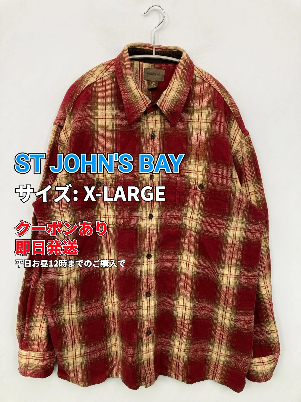 ST JOHN'S BAY セントジョンズベイ シャツ/ブラウス X-LARGE レッド