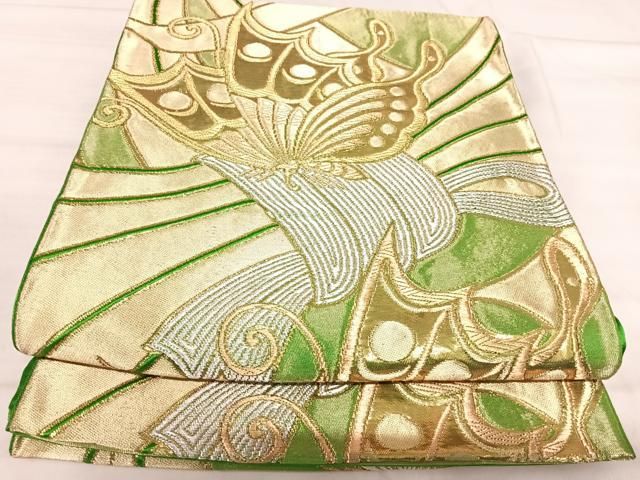 平和屋着物◎西陣 服部織物謹製 六通柄袋帯 唐織 白鳥綴子 金銀糸 正絹