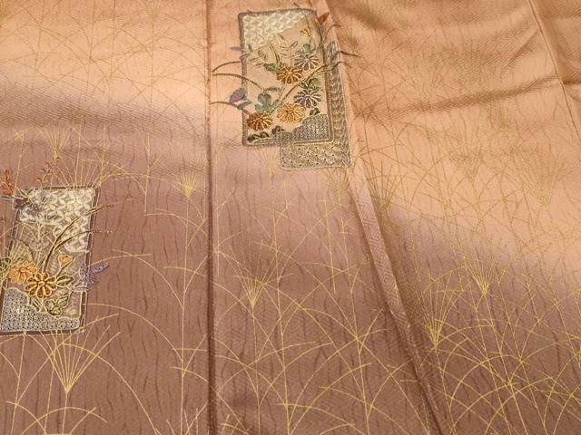 スワトウ刺繍 訪問着 螺鈿 金銀彩 暈し染め 鳳凰 平和屋着物■中国三大刺繍　スワトウ刺繍　訪問着　螺鈿　枝花文　暈し染め　金銀彩　反端付き　正絹　逸品　未使用　CABC3782fb