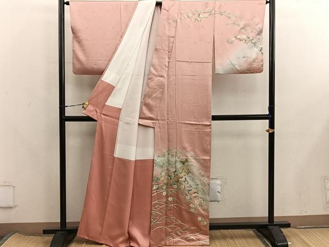 平和屋着物□訪問着 扇面菊花文 暈し染め 金彩 正絹 逸品 BAAX8205mz