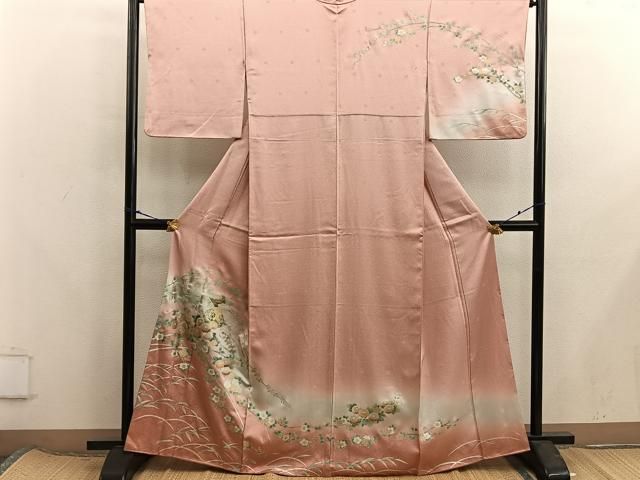 訪問着　専用 平和屋着物□訪問着 扇面菊花文 暈し染め 金彩 正絹 逸品 BAAX8205mz