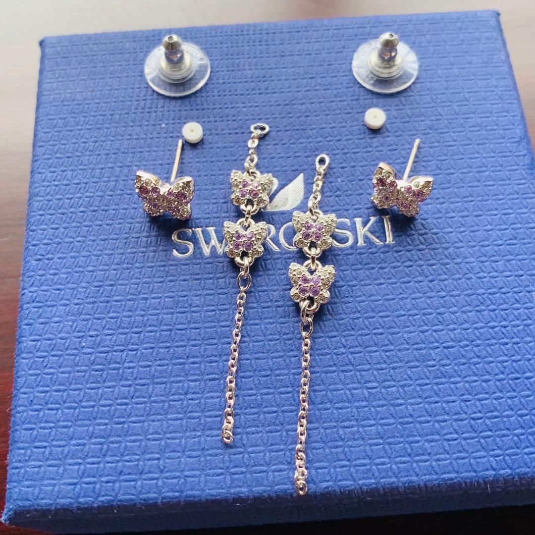 可愛い スワロフスキー Swarovski 蝶 ピアス 2way - メルカリ