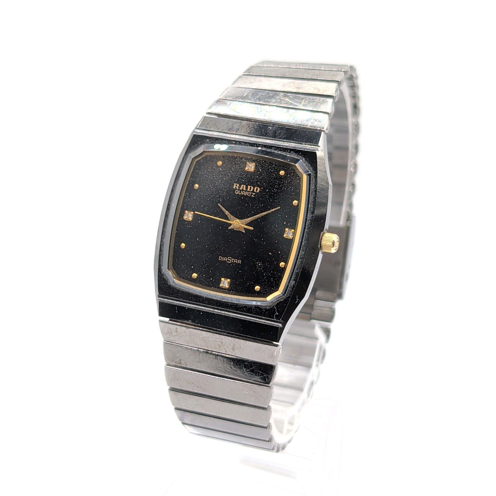RADO Diastar 132.9504.3 Watch QZ Ladies Square Gold Black dial Y2K