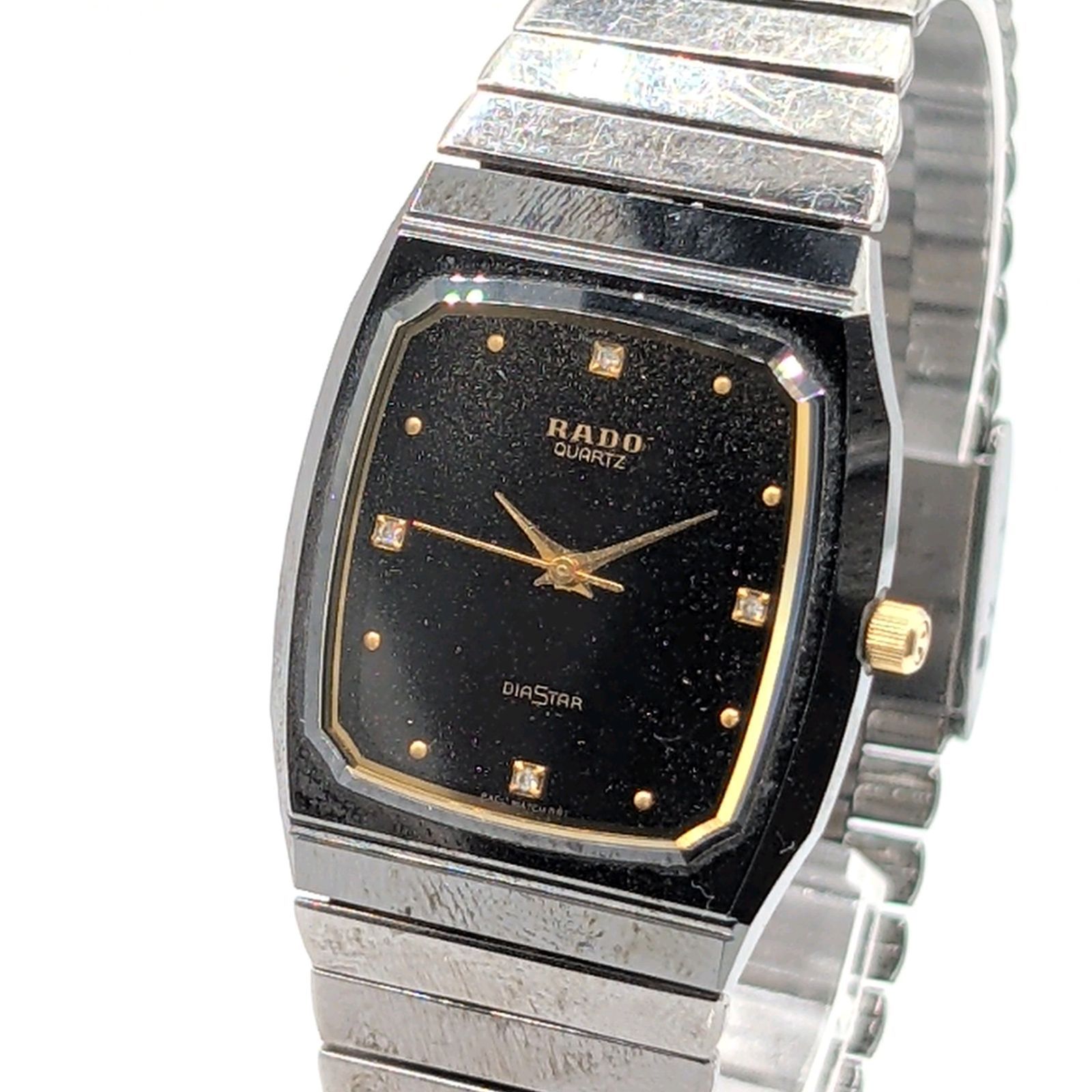 RADO Diastar 132.9504.3 Watch QZ Ladies Square Gold Black dial Y2K 00S Not Working ラドー ダイアスター 時計 クオーツ ゴールド スクエア ヴィンテージ 不動品