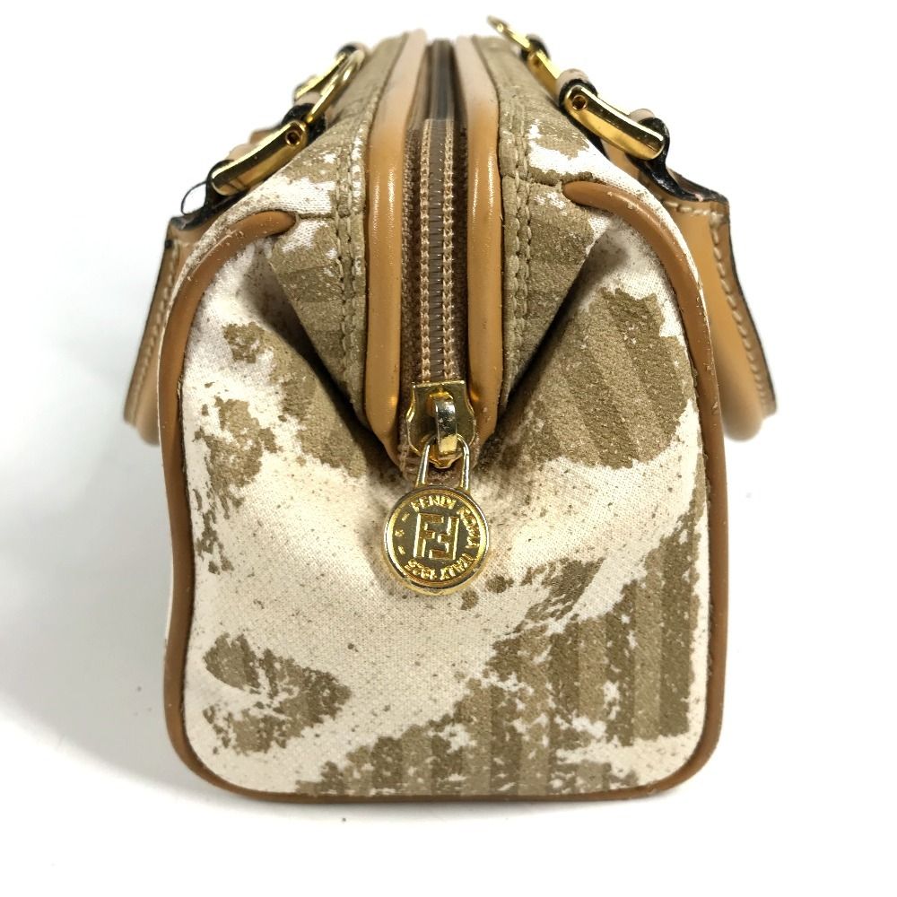 FENDI フェンディ ハンドバッグ ロゴ ストライプ ペカン レザー
