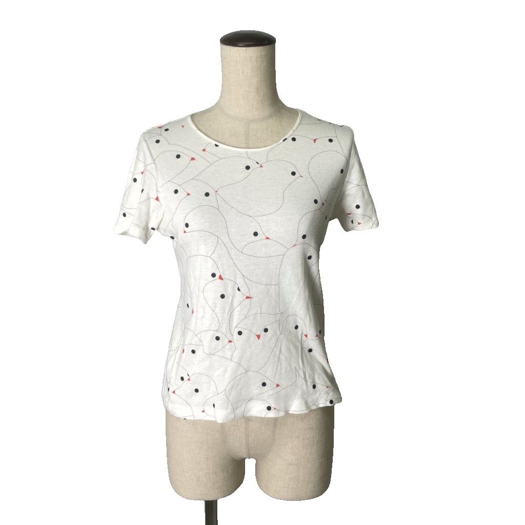 ミナペルホネン mina perhonen 鳥プリント Tシャツ カットソー 半袖