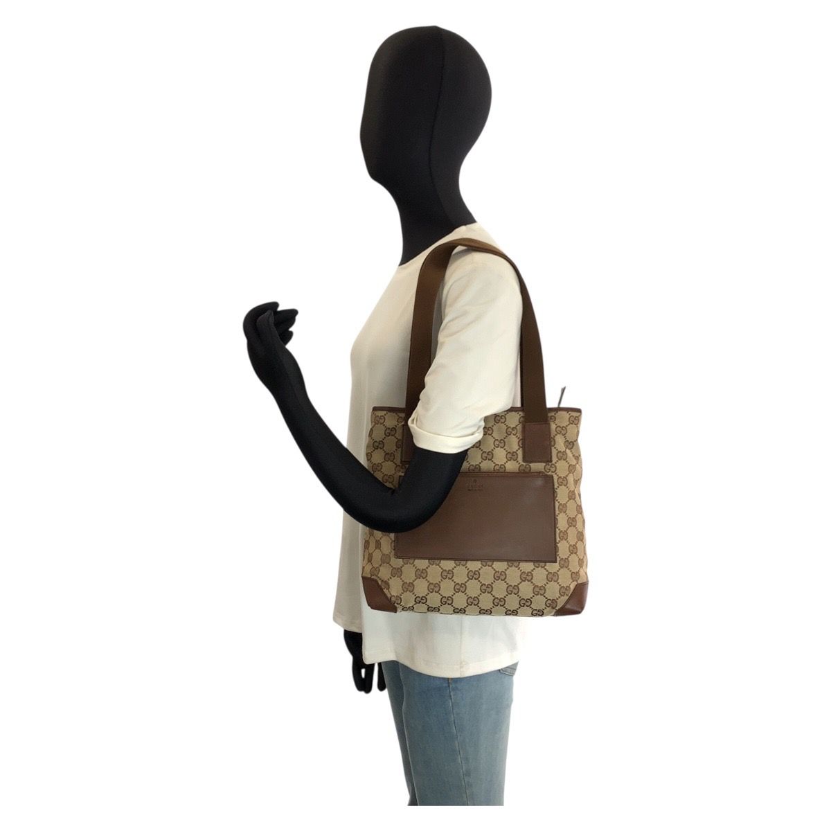 GUCCI グッチ ブラウン ベージュ GGキャンバス/レザー 28893 トート