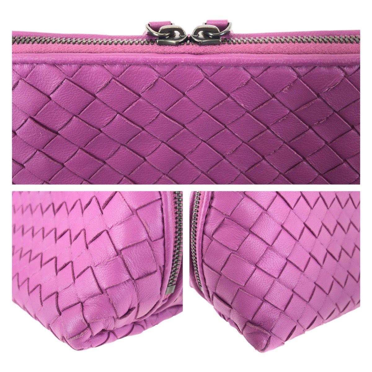 美品 BOTTEGAVENETA ボッテガヴェネタ イントレチャート パープル