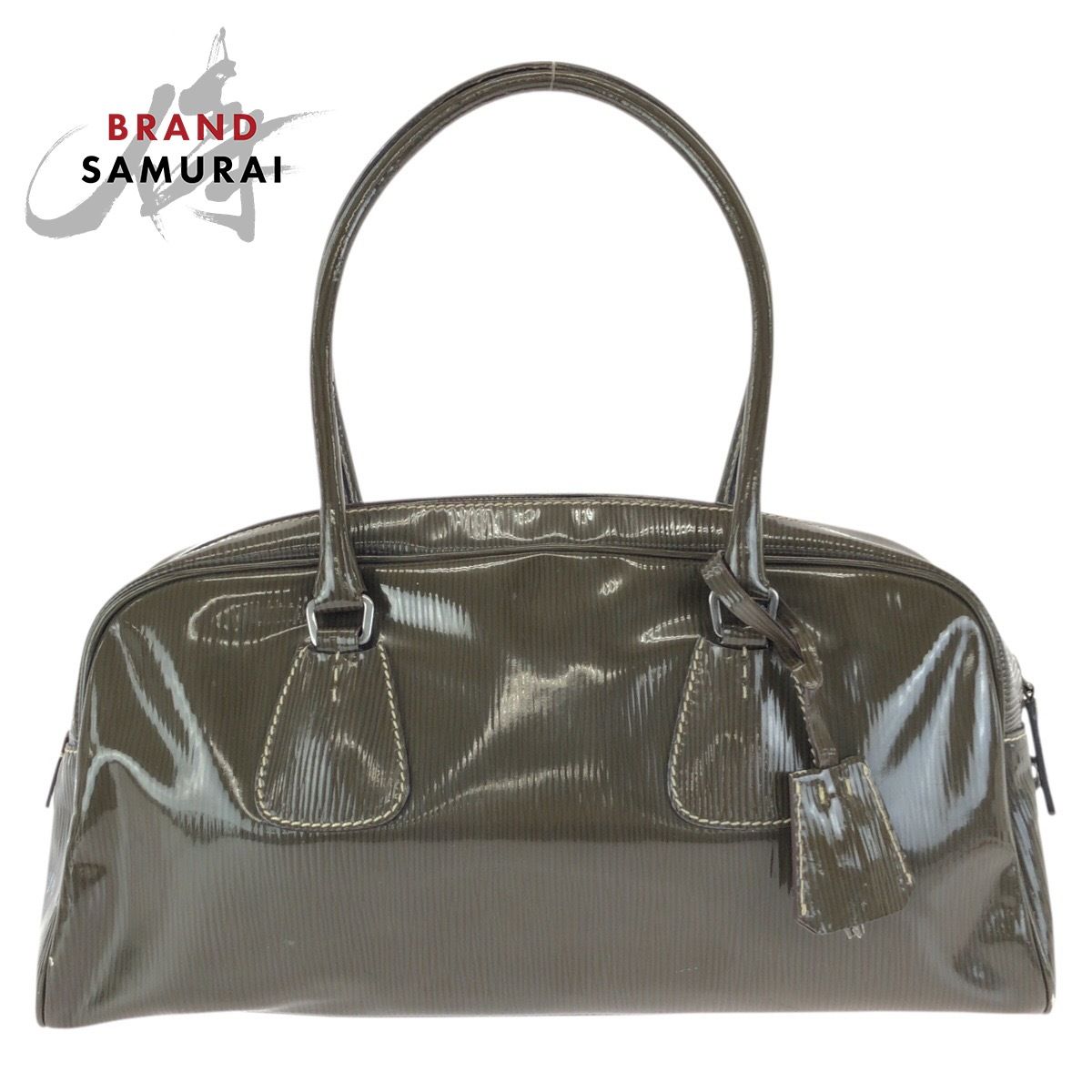 PRADA プラダ ヴィンテージ 三角ロゴプレート カーキ シルバー金具