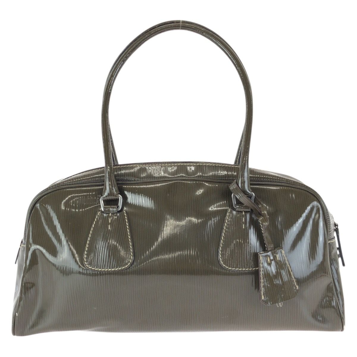 PRADA プラダ ヴィンテージ 三角ロゴプレート カーキ シルバー金具
