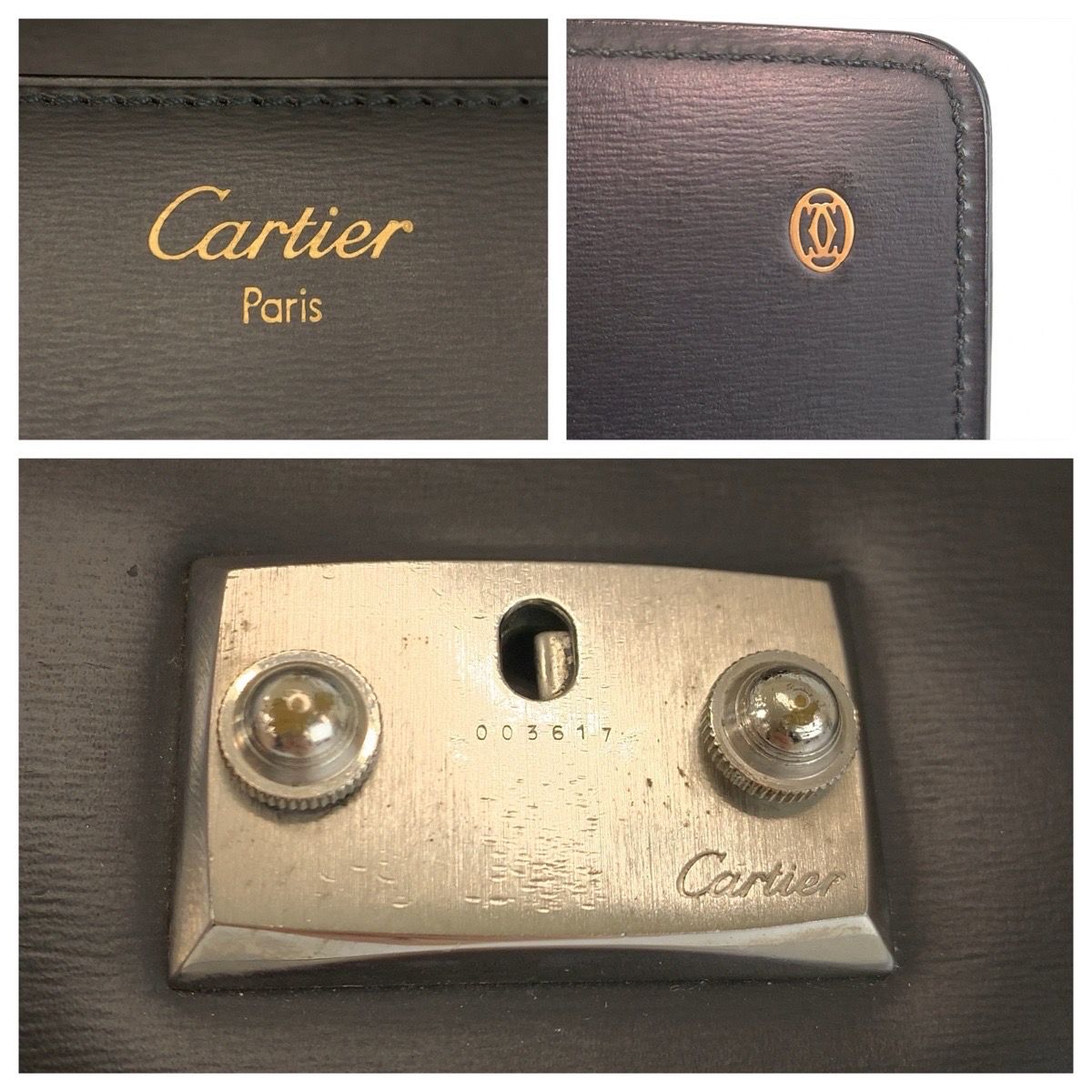 美品 CARTIER カルティエ パシャ ブラック 黒 シルバー金具 レザー