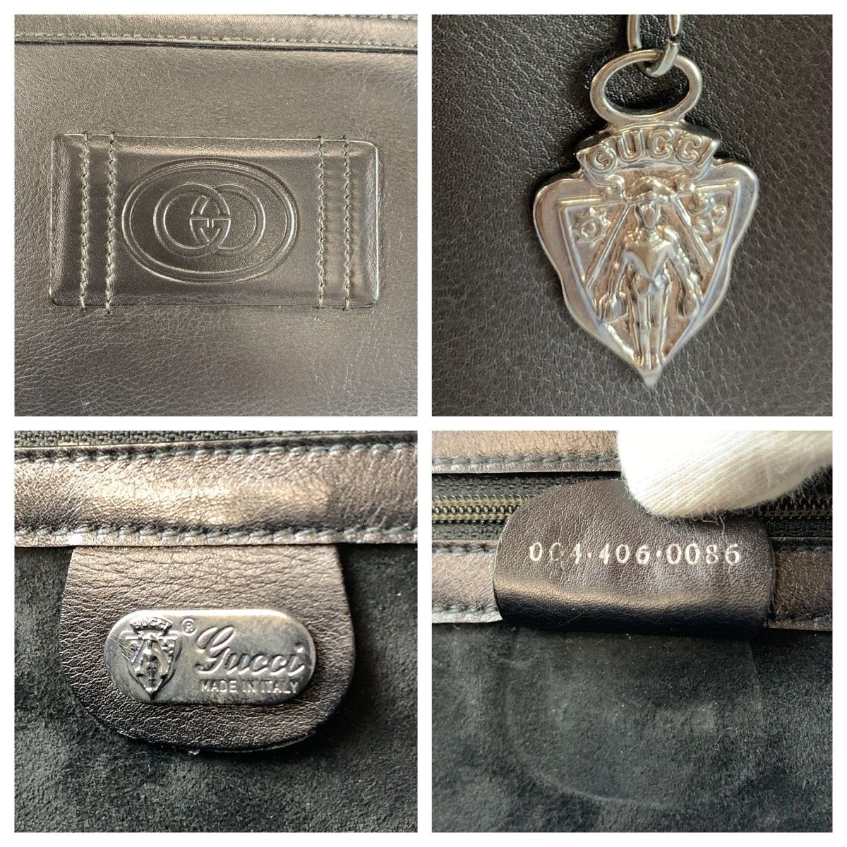 GUCCI グッチ インターロッキング ブラック 黒 ガンメタ金具 レザー