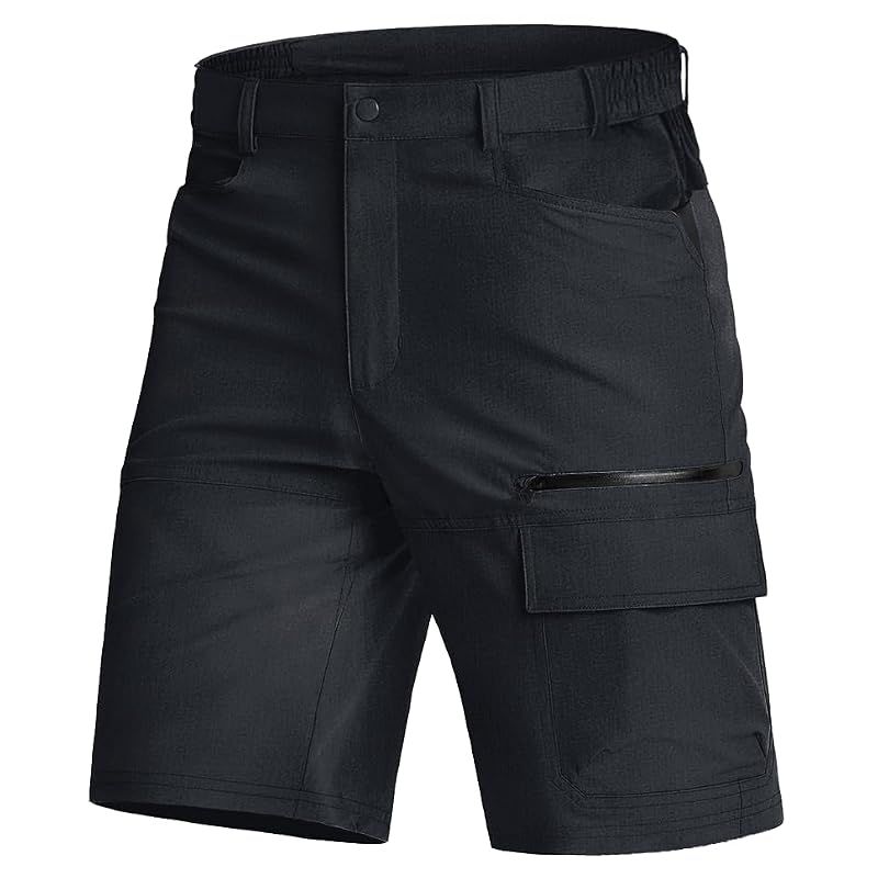 登山 ハーフパンツ メンズ ストレッチ クライミングパンツ マウンテン ショートパンツ 大きい バイク用 ショーツ ストレッチ ゴルフ短パン 撥水 多機能 釣りウェア ブラック XL